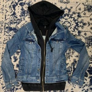 Streetwear denim hoodie jacket Aqua